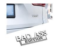 CGEAMDY Emblemi Auto Parafango Laterale Posteriore, 3D Metallo BAD-ASS Edition Emblema Targhetta per Auto Metal Logo, Decalcomania Auto Camion Parafango Posteriore Tronco Badge Sticker(Argento-Nero)