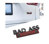 CGEAMDY Emblemi Auto Parafango Laterale Posteriore, 3D Metallo BAD-ASS Edition Emblema Targhetta per Auto Metal Logo, Decalcomania Auto Camion Parafango Posteriore Tronco Badge Sticker(Nero-Rosso)