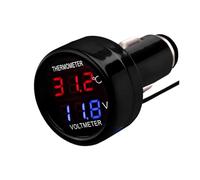 CGEAMDY Voltmetro Digitale Auto Termometro Dc 12v, 2 in 1 Auto 12v 24v Voltmetro Termometro Accendisigari Digitale Display, Termometro Voltmetro Impermeabile per Veicoli(Rosso e Blu)