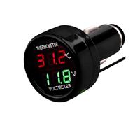 CGEAMDY Voltmetro Digitale Auto Termometro Dc 12v, 2 in 1 Auto 12v 24v Voltmetro Termometro Accendisigari Digitale Display, Termometro Voltmetro Impermeabile per Veicoli(Rosso e Verde)