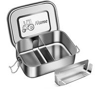 CGFN Bento Box in Acciaio Inossidabile, Portamerenda con Nome - Testo di Incisione Personalizzato, Lunch Box per Bambini e Adulti, Contenitore per Il Pranzo a Prova di Perdite con Divisorio (1400ml)