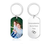 CGFN - Portachiavi con foto personalizzata, con incisione colorata, adatto come targhetta del cane, portachiavi col, idea per un regalo d'amore, argento, s