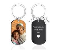 CGFN - Portachiavi con foto personalizzata, con incisione colorata, adatto come targhetta del cane, portachiavi col, idea per un regalo d'amore, Nero , s