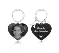 CGFN Portachiavi regalo personalizzato, in acciaio inox, regalo personalizzato per uomini e donne, portachiavi per auto con testo e foto, regali per la festa del papà, festa della mamma