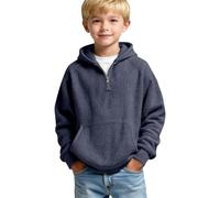CGGMVCG Felpa con cappuccio per bambini a nido d'ape con cerniera a quarto pullover con cappuccio a maniche lunghe maglioni casual per bambini top con tasca, Marina Militare, 4-5 Years