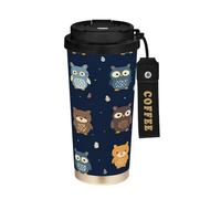 Cgiub Cute Bear Tazza da caffè isolata BPA Free 500 ml in acciaio inox tazza da caffè doppia parete vuoto tazza da viaggio riutilizzabile a tenuta stagna con coperchio con cannuccia