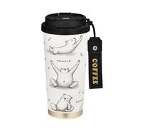 Cgiub Cute Bear Tazza da caffè isolata BPA Free 500 ml in acciaio inox tazza da caffè doppia parete vuoto tazza da viaggio riutilizzabile a tenuta stagna con coperchio con cannuccia