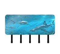 Cgiub Portachiavi da parete a forma di squalo marino, in acrilico, con 5 ganci, autoadesivo, da parete, per casa, ingresso, fattoria, cucina