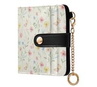 Cgiub Portafogli da donna con farfalle e fiori e blocco RFID, in pelle PU, con tasca portamonete e porta carte di credito, 10,5 x 11 cm