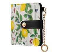 Cgiub Portafogli da donna con fiori di limone, blocco RFID, in pelle PU, con tasca portamonete e porta carte di credito, 10,5 x 11 cm