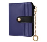 Cgiub Portafogli da donna in tinta unita blu con blocco RFID, pochette in pelle PU con tasca portamonete con cerniera e porta carte di credito, 10,5 x 11 cm