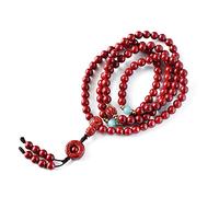 CGJseFH Braccialetto con grani da preghiera, Bracciale avvolto in cinabro da 6 mm 108 perline di Buddha Rosario Minerale grezzo in in oro viola Gioielli buona fortuna (Colore : Purple)(Purple)