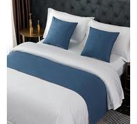 CGJseFH copriletto, Runner da Letto, Twin, Queen, King, Sciarpa for Moderna e Leggera for Hotel di Lusso for King Size Sciarpe for Comfort Liscio in Tinta Unita(Blue,50 * 240cm for 180cm Bed)