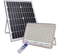 CGJseFH luci solari da esterno, Proiettori a led ad energia solare Pannelli solari in silicio monocristallino con luce gialla a LED IP66 Luci Palo da giardino for esterni(200W)