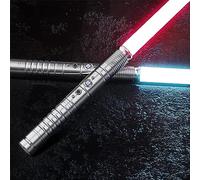CGJseFH Spada Laser, Spada Laser da duello 2 in 1 RGB FX for Bambini, Doppia Spada con Impugnatura in Lega di Alluminio Premium 7 Colori modificabili, Cosplay Halloween(Silver)