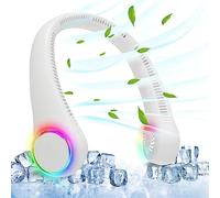 CGJseFH ventilatore da collo, Ventilatore personale con 3 velocità regolabili e 64 luci fredde, ventilatore ricaricabile, senza pale a mani libere(White)