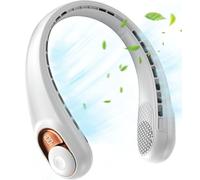 CGJseFH ventilatore da collo, Ventilatori da collo a batteria, display a LED, raffreddamento a 360 gradi, 3 velocità, silenziosi, design senza pale, raffreddatore personale for il(White)