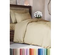 CGK Unlimited Set copripiumino Beige 3 pezzi 200x200 cm - Morbido in microfibra poliestere, elegante e resistente con 2 federe 50x80 cm lavabile in lavatrice, con chiusura a cerniera e lacci.