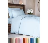 CGK Unlimited Set copripiumino Blu chiaro 3 pezzi 200x200 cm - Morbido in microfibra poliestere, elegante e resistente con 2 federe 50x80 cm lavabile in lavatrice, con chiusura a cerniera e lacci.