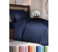 CGK Unlimited Set copripiumino Blu marino 3 pezzi 155x220 cm - Morbido in microfibra poliestere, elegante e resistente con 2 federe 80x80 cm lavabile in lavatrice, con chiusura a cerniera e lacci.