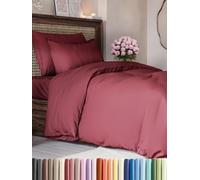 CGK Unlimited Set copripiumino Borgogna 3 pezzi 240x220 cm - Morbido in microfibra poliestere, elegante e resistente con 2 federe 65x65 cm lavabile in lavatrice, con chiusura a cerniera e lacci.