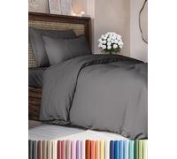 CGK Unlimited Set copripiumino Grigio scuro 3 pezzi 155x220 cm - Morbido in microfibra poliestere, elegante e resistente con 2 federe 80x80 cm lavabile in lavatrice, con chiusura a cerniera e lacci.