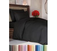 CGK Unlimited Set copripiumino Nero 3 pezzi 155x220 cm - Morbido in microfibra poliestere, elegante e resistente con 2 federe 80x80 cm lavabile in lavatrice, con chiusura a cerniera e lacci.