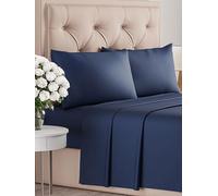 CGK Unlimited Set lenzuola singolo 4 pezzi 90x190 cm - morbida microfibra spazzolata, traspirante e certificata OEKO-TEX - lenzuolo con angoli, lenzuolo piatto 170x240 e 2 federe 50x80 - Blu marino