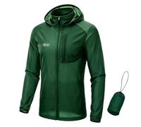 CGLRybO Giacca da ciclismo da uomo, sottile, leggera, riponibile, con custodia, giacca a vento con protezione solare UPF 50+, cappotto outdoor per escursioni, ciclismo, viaggi, 80 g, verde, XXL
