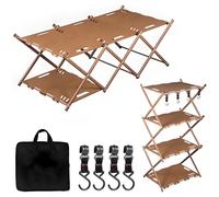 CGLRybO Tavolo da campeggio multiuso, 2 in 1, in acciaio al carbonio, con ripiani pieghevoli, per attività all'aperto e facile da montare