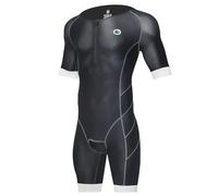 CGLRybO Tuta da triathlon per uomo, in un pezzo, a manica corta, Trisuits per corsa, ciclismo, nuoto, ideale per il triathlon Ironman, bianco/nero, M