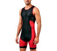 CGLRybO Tuta intera da triathlon da uomo a maniche corte, aderente, ideale per corsa, ciclismo, nuoto, perfetta per le gare Ironman