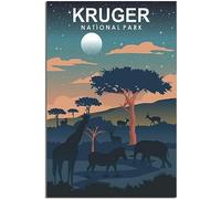 cgltd Arte della tela Kruger National Park Vintage Travel Poster Home Decor Wall Art Poster Poster Non incorniciato 40x60cm