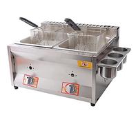 CGLYYDS Friggitrice a Gas Professionale,10L/20L Friggitrice a Gas Acciaio Inox,con cestelli per friggere in Acciaio Inossidabile e Serbatoio di condimento,Facile da Pulire,B