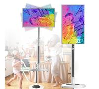 CGLYYDS Smart TV Portatile FHD da 32 Pollici, 8+128 GB, Android 13, TV Tablet Mobile su Ruote, Batteria Integrata da 15000 mAh, Rotazione Completa, Webcam da 13 MP White