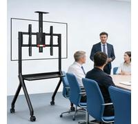 CGLYYDS Supporto per Smart Board con Ruote, Carrello TV Mobile da Pavimento con Quattro Ruote Bloccabili - Design Ideale per Ufficio, Aula e Casa, capacità di Carico 120 kg Black-42-75inch