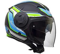 CGM 129G Casco Demi-Jet Moto Scooter, Multicolore (Nero/Blu) Opaco, XL (60cm), 1 Pezzo
