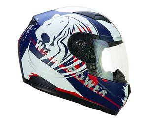 CGM Casco bambino junior full face, 265G LUCKY WILD, Blu Bianco opaco,YS (48cm)