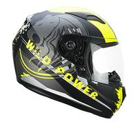 CGM Casco bambino junior full face, 265G LUCKY WILD, Nero Giallo fluo opaco,YXL (53-54cm)