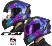 CGM Casco Donna Integrale full face 311S BLAST JELLY Nero Viola + VISIERA IRIDIU