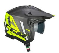 CGM Casco jet, 155X RUSH SPRINT, Grafite Giallo fluo opaco, S (55-56cm)