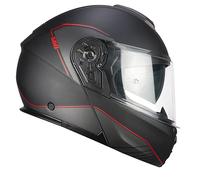 CGM Casco modular, 560G MAD RIDE Nero Rosso opaco, M (57-58cm)