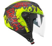 CGM Casco demi-jet 126X IPER ALERT visiera lunga Nero/Giallo fluo opaco XL (60 cm)