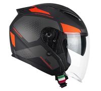 CGM Casco open face, 136G DNA GALAXY Nero Arancione fluo opaco, L (59cm)