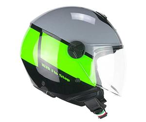 CGM Casco open face, 167R FLO STEP Grigio Verde lunga, XXS (51-52cm)