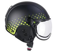 CGM EBI, Casco Sci Unisex Adulto, Nero Giallo Fluo Opaco, S (55-56cm)