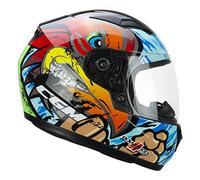CGM Lucky, Casco Integrale Unisex Bambini, Azzurro Rosso Verde, YL 51-52cm