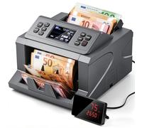 CGOLDENWALL Contabanconte Professionale, Totalizza Banconote Miste 8 Valute | 1000 Banconote/min, Rilevamento di Falsi CIS/UV/IR/MG, Ordinamento, Funzioni Batch e ADD, per Banche, Aziende (Grigio)