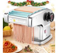 CGOLDENWALL Macchina per Pasta Elettrica, 135W Motore con 2 Lame (2mm/2.5mm/4mm/9mm) e 9 Spessori Regolabili 0.5-5mm, Scudo in ABS, Acciaio Inox per Tagliatelle Fresca Fatta in Casa