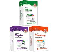 CGP GCSE 9-1 AQA Revision Question Cards 3 Books Collection Set (Biology, Physics, Chemistry)